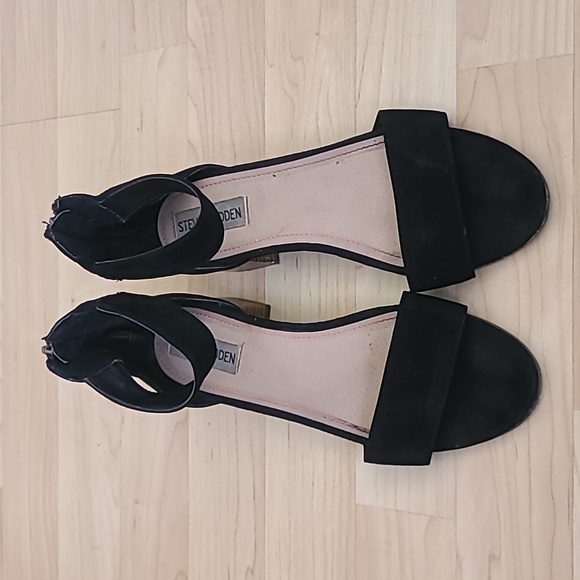 Steve Madden Darcie Black Suede Tassel Block heel Sandals Size 4 - Picture 4 of 10